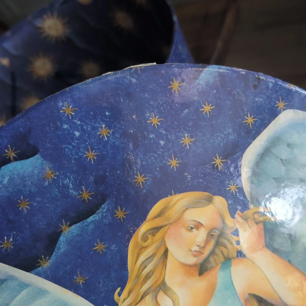 Vintage Celestial Hat Box Angel Sun Moon 90s Whimsigoth Storage Y2K Tri Coastal‎